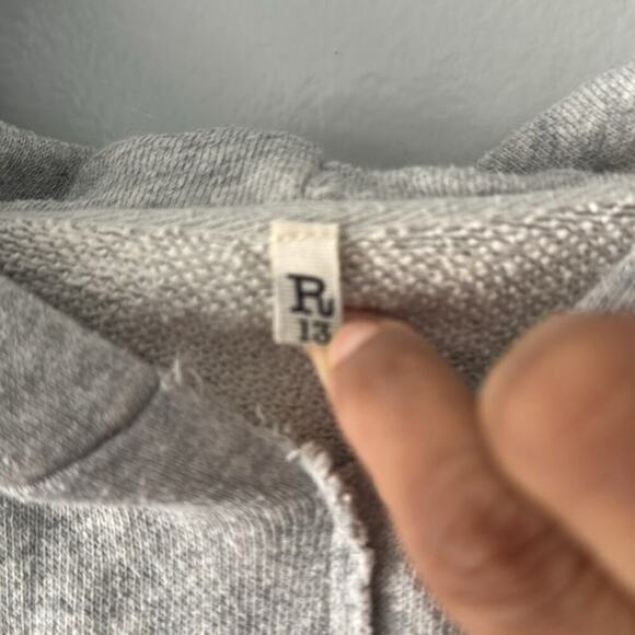 R-13 Men's Spliced Hoodie Heathered Gray Exposed Seam Asymmetrical luxury - Picture 3 of 9